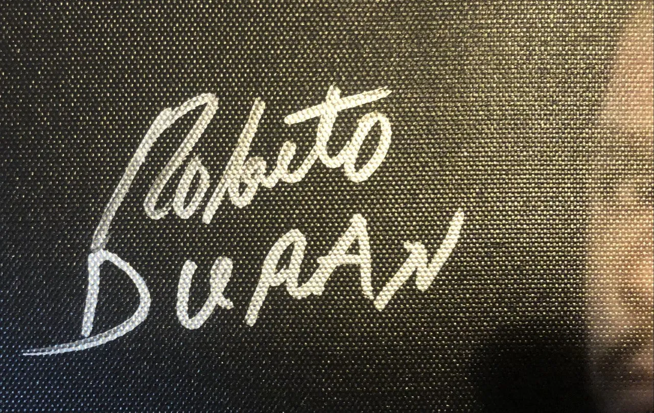 Roberto Duran & Vinny Paz Rare Autographed Hand signed Boxing Framed Canvas Photo Certified.