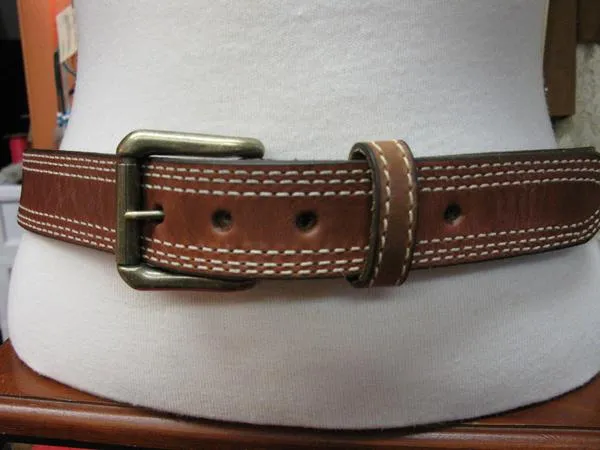 Rockmount Ranch Wear Accessory: Triple Stitch Tan Leather Belt