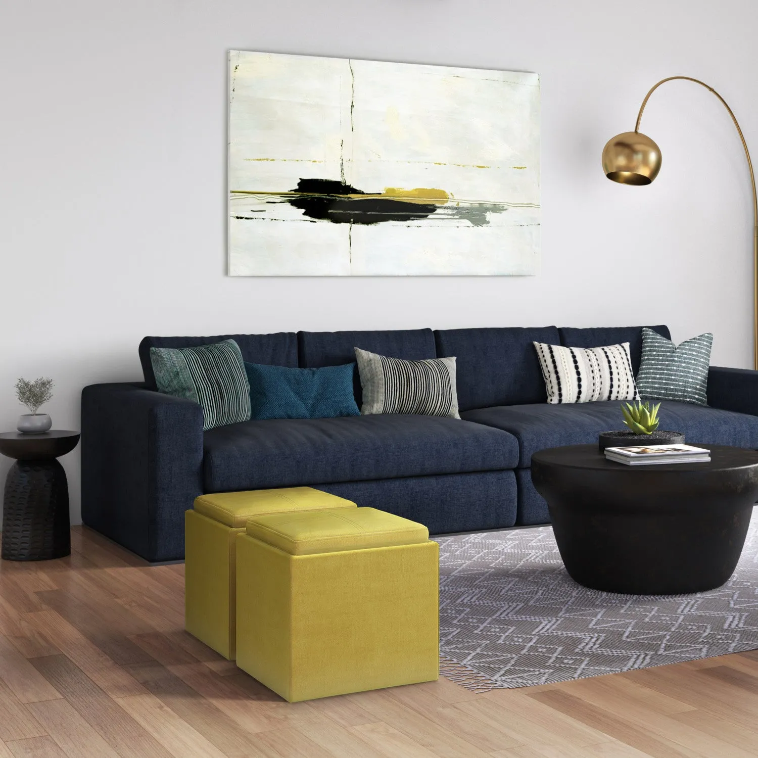 Rockwood Cube Storage Ottoman in Velvet Fabric