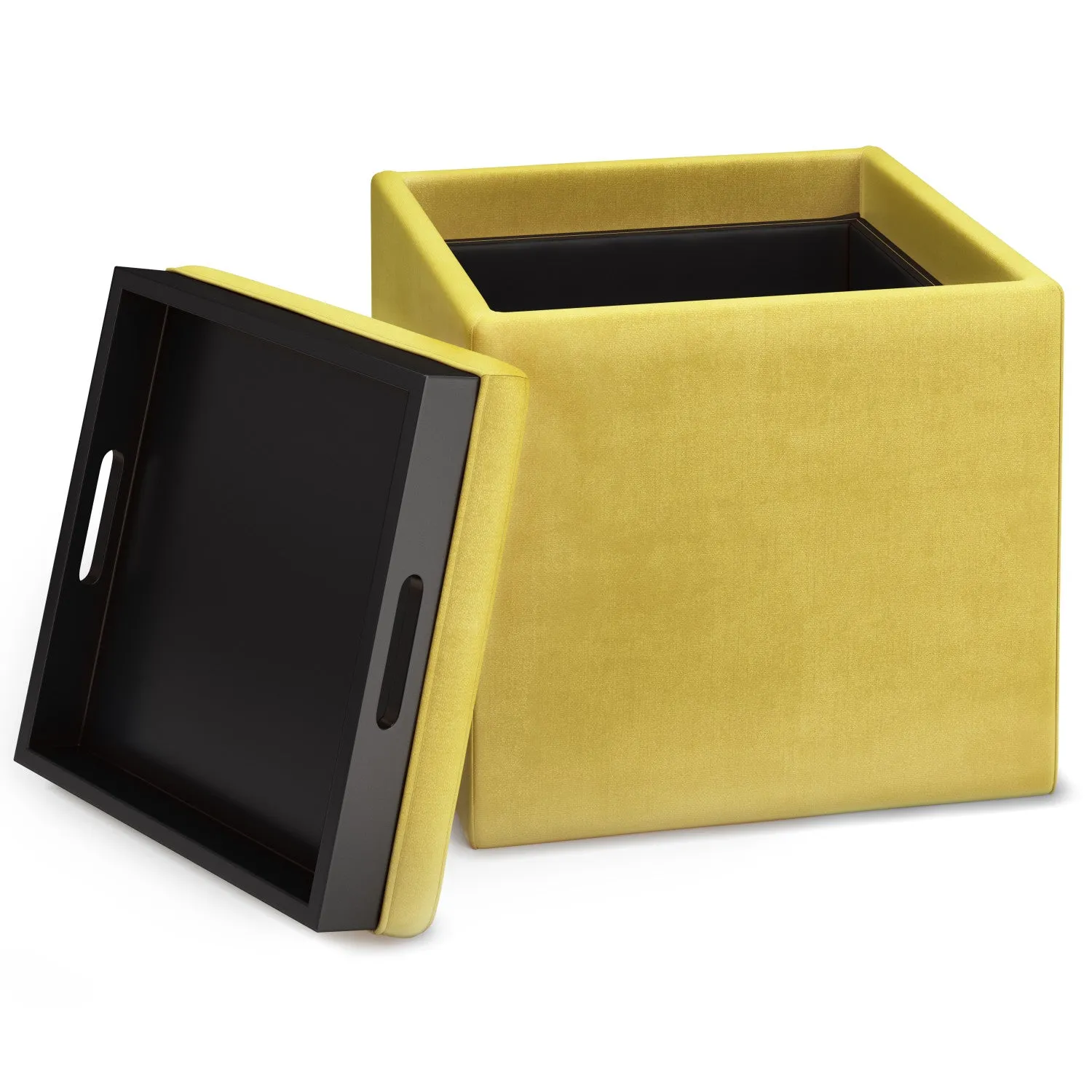 Rockwood Cube Storage Ottoman in Velvet Fabric