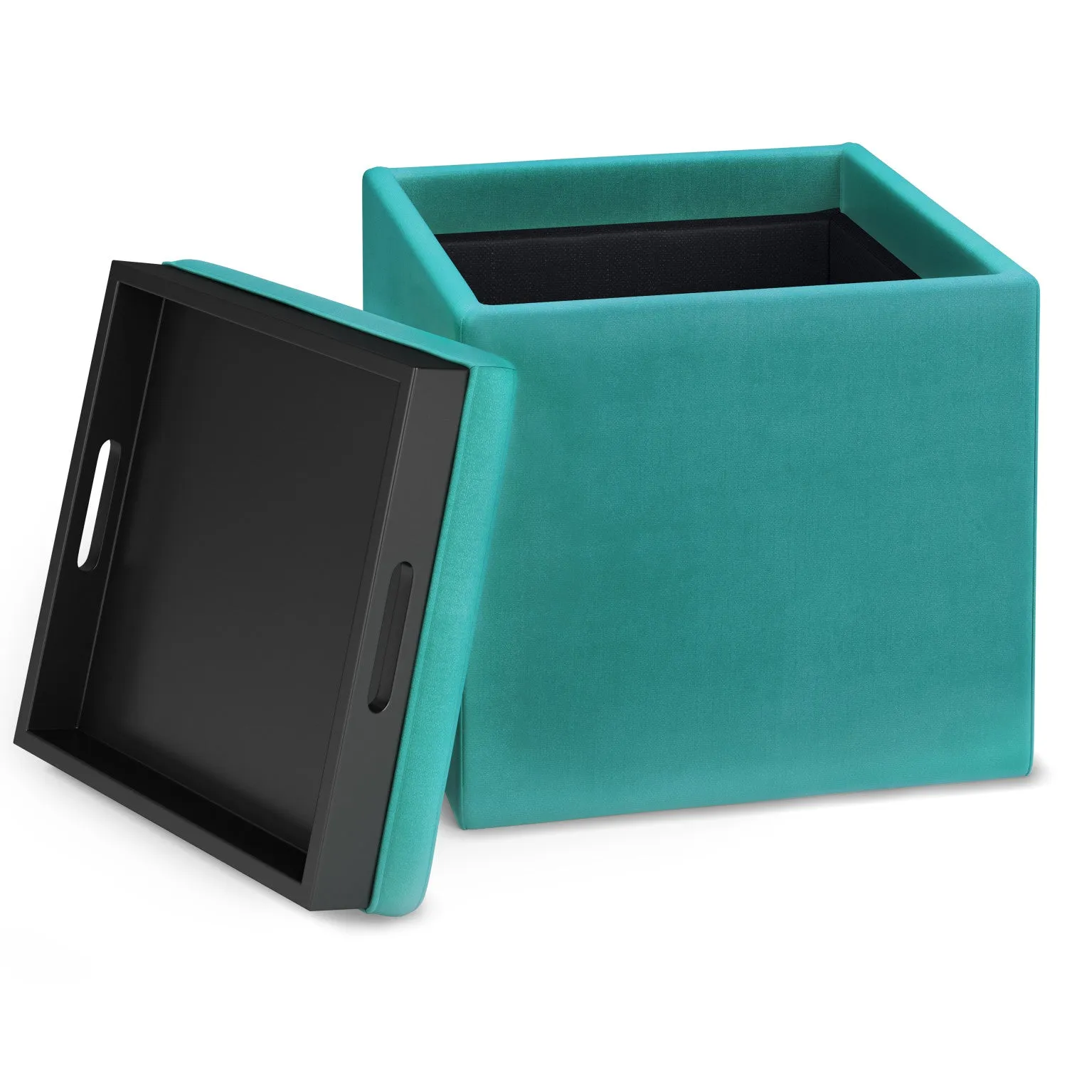 Rockwood Cube Storage Ottoman in Velvet Fabric