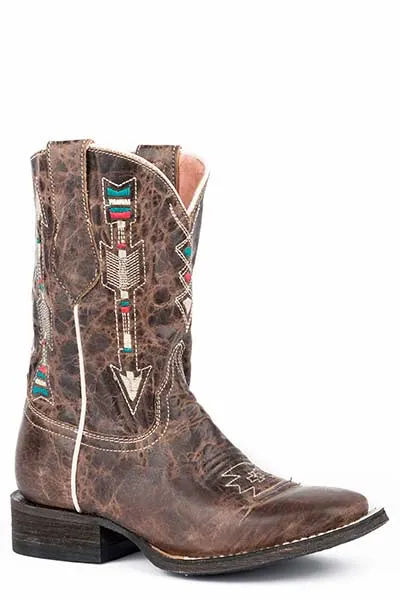 Roper Kids Arrows Square Toe Brown Boots