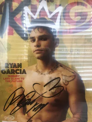 Ryan Garcia Signed Boxing Ring Magazine "king" Boxing Photo