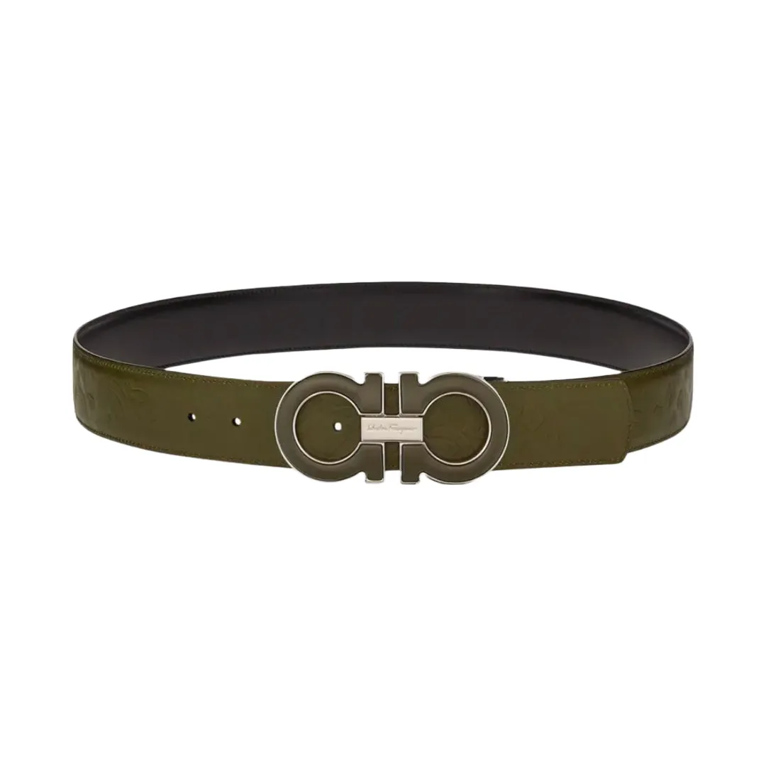 SALVATORE FERRAGAMO REVERSIBLE AND ADJUSTABLE GANCINI BELT MUSHIO/NERO