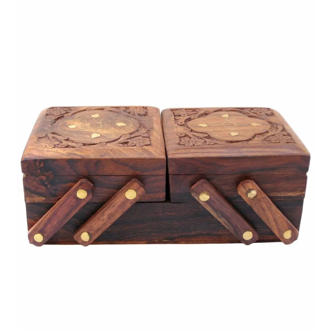 Saudeep India Trading Corporation Wooden Jewellery Box for Women, Wooden Flip Flap, Handmade Gift, 8 Inches