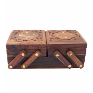 Saudeep India Trading Corporation Wooden Jewellery Box for Women, Wooden Flip Flap, Handmade Gift, 8 Inches