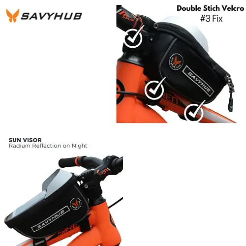 SAVYHUB Bike Bicycle Front Frame/Tube Bag waterproof mobile phone holder with sensitive touch screen and waterproof premium material Suitable for all types of mobiles below 7.2 inch