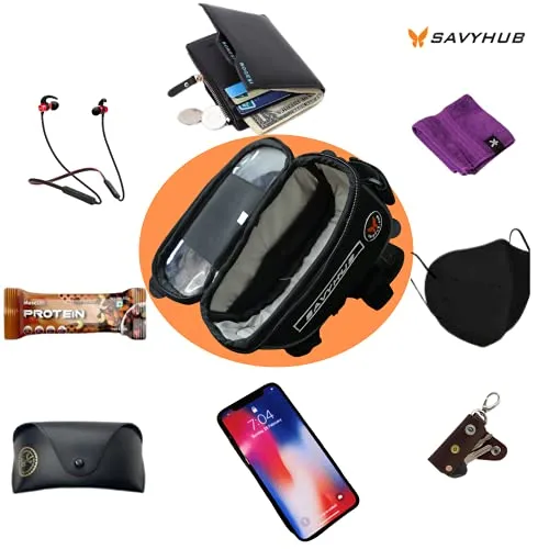 SAVYHUB Bike Bicycle Front Frame/Tube Bag waterproof mobile phone holder with sensitive touch screen and waterproof premium material Suitable for all types of mobiles below 7.2 inch