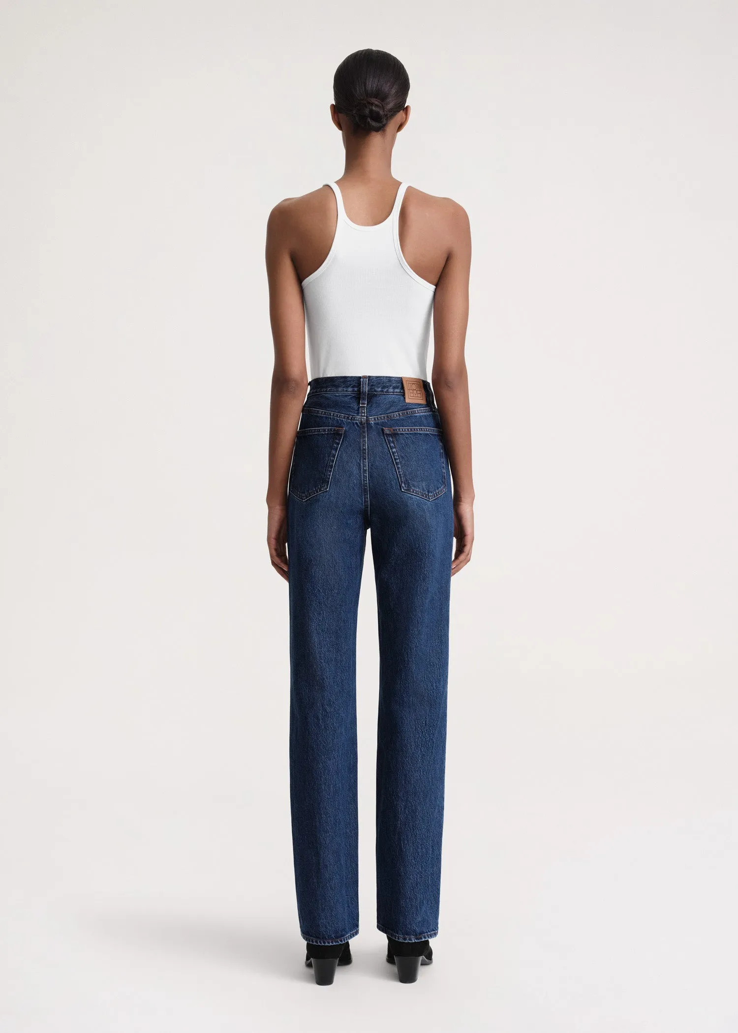 Scoop neck rib tank white