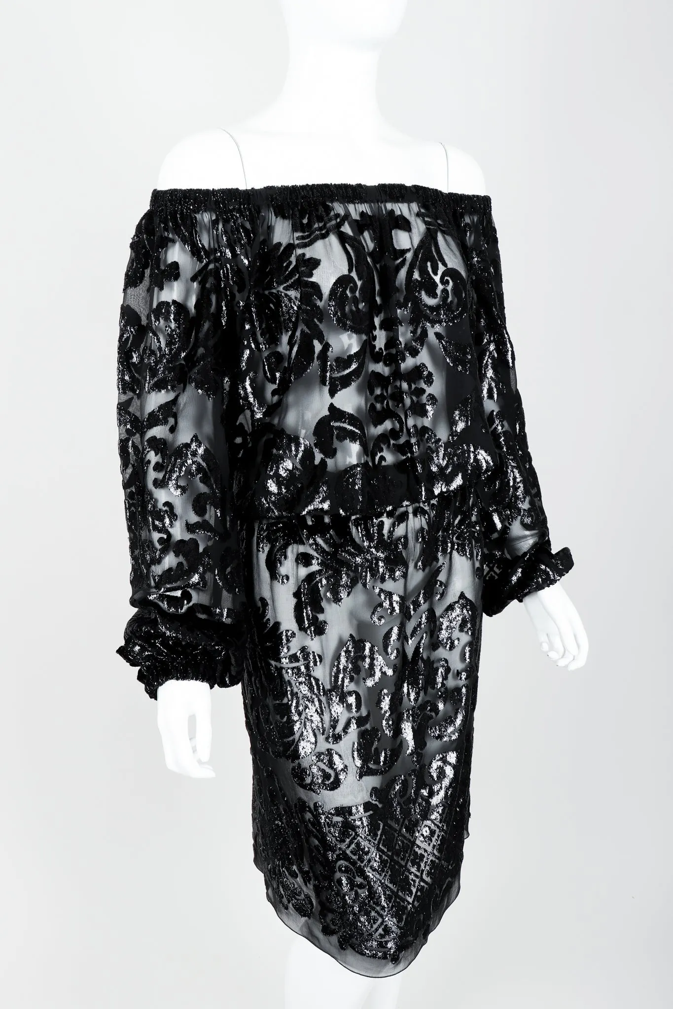 Sheer Lamé Cocktail Dress