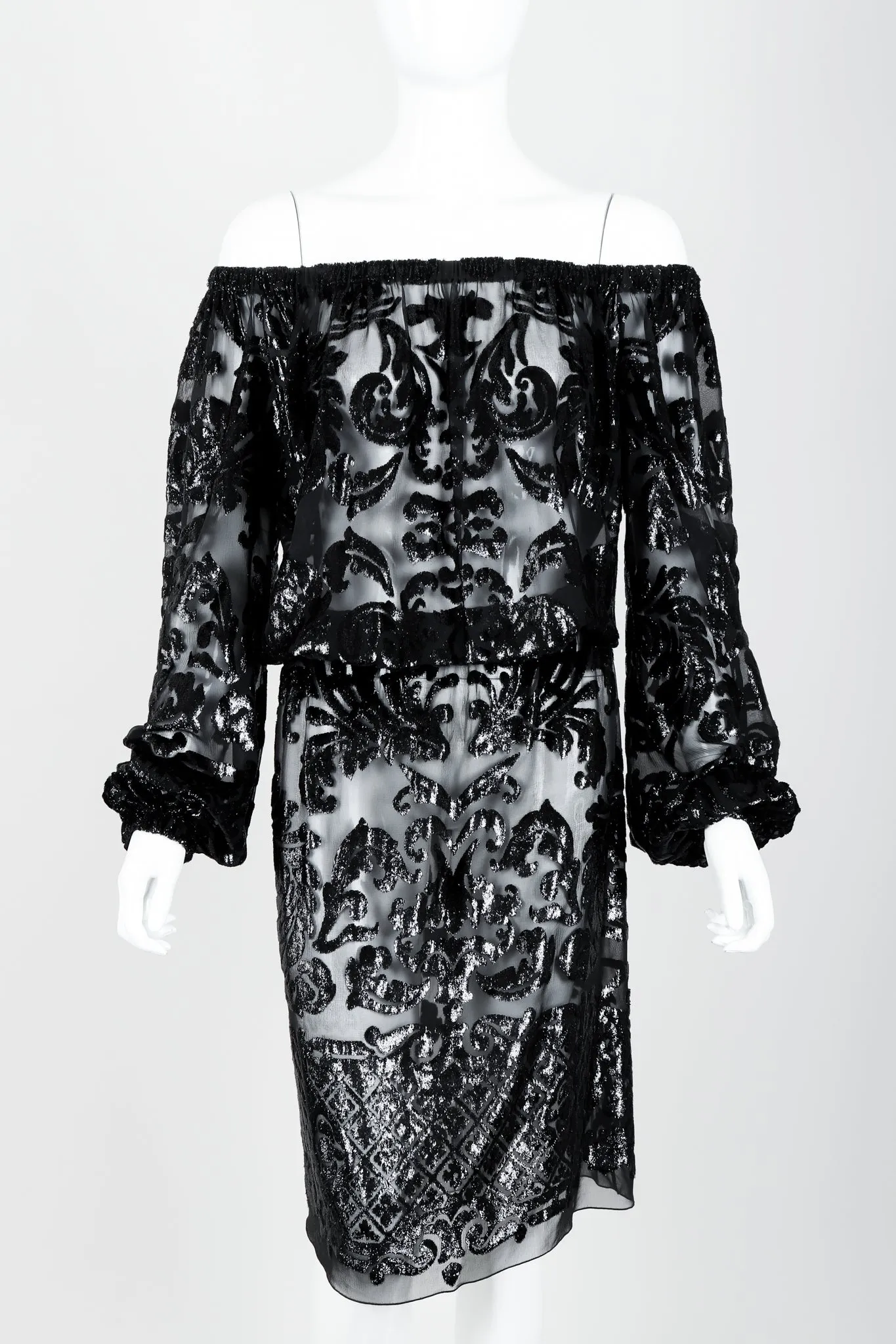 Sheer Lamé Cocktail Dress
