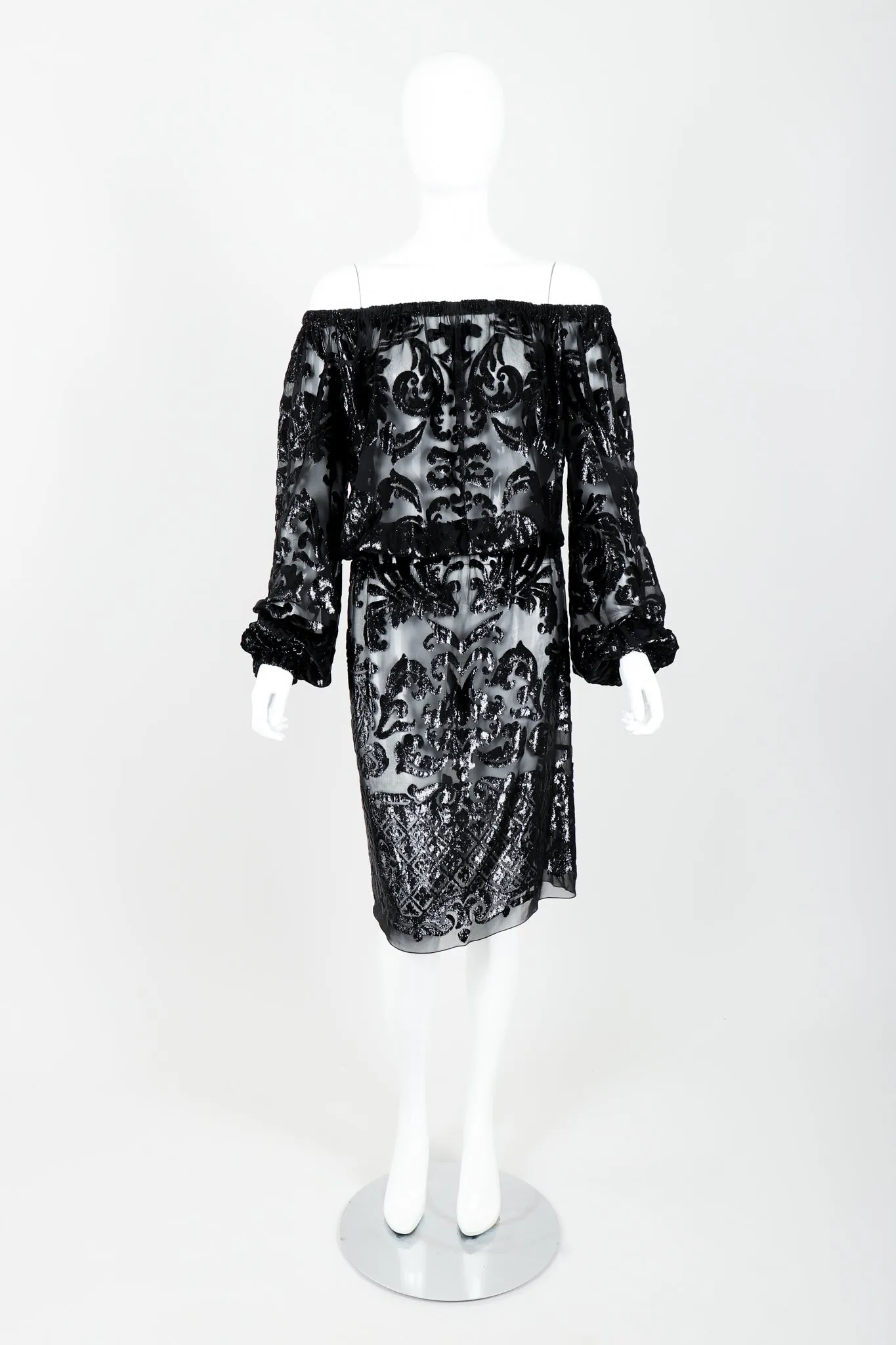 Sheer Lamé Cocktail Dress