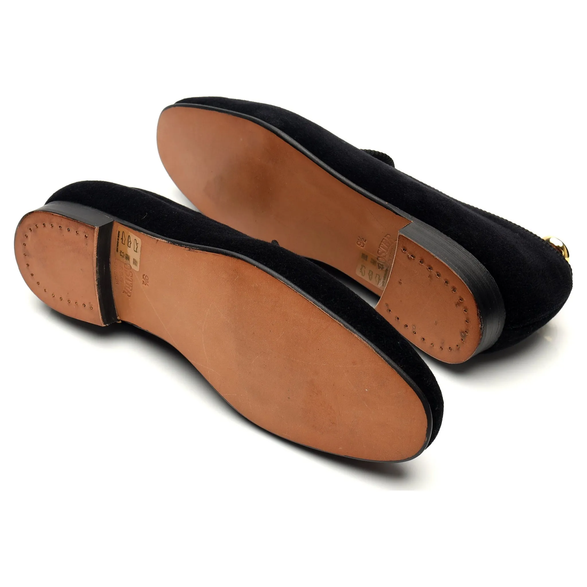 'Skull & Crossbones' Black Velvet Slippers UK 9.5
