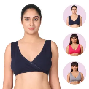 Sleep Nursing Bra | Pull-Over Neckline | Wide Straps | 3-Pack
