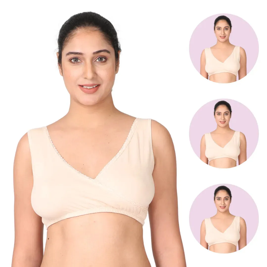 Sleep Nursing Bra | Pull-Over Neckline | Wide Straps | 3-Pack