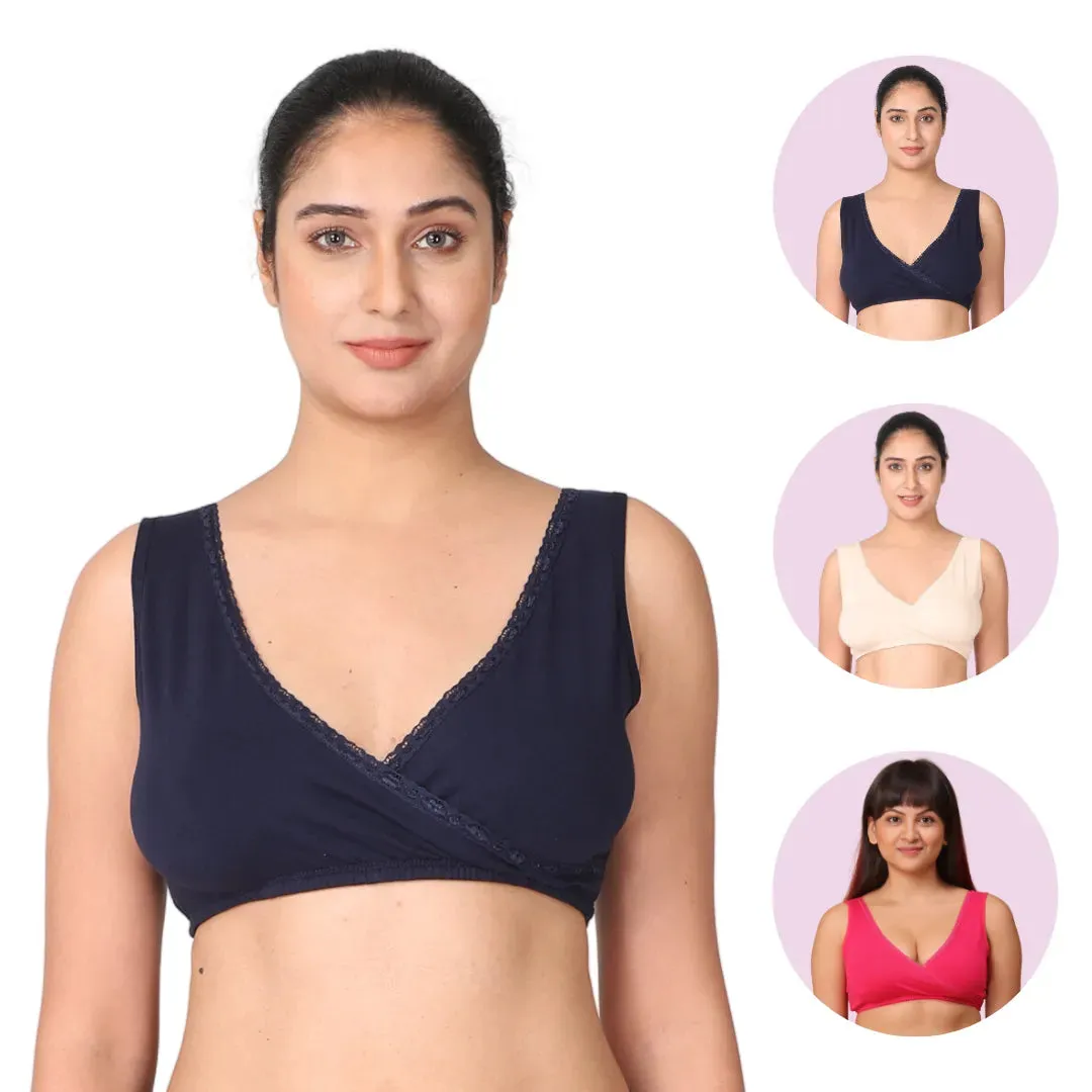 Sleep Nursing Bra | Pull-Over Neckline | Wide Straps | 3-Pack