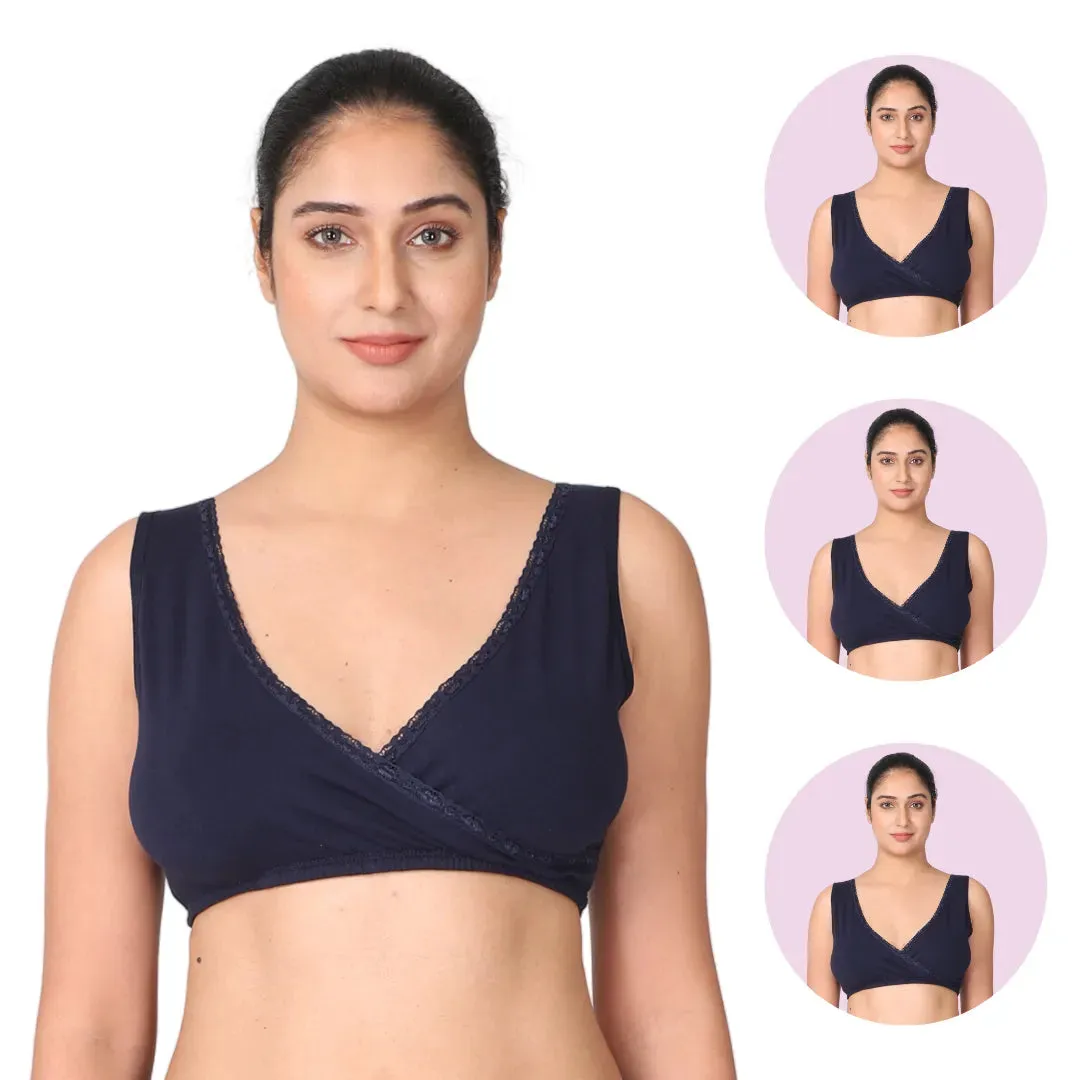 Sleep Nursing Bra | Pull-Over Neckline | Wide Straps | 3-Pack