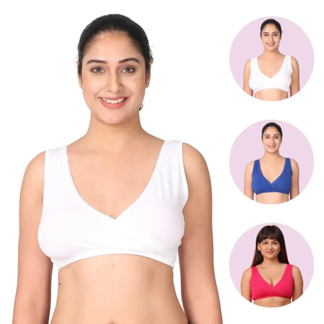 Sleep Nursing Bra | Pull-Over Neckline | Wide Straps | 3-Pack
