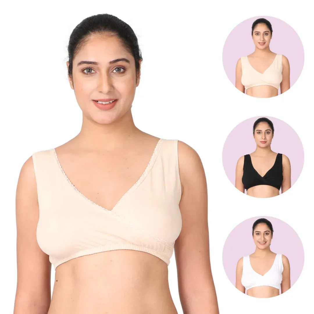 Sleep Nursing Bra | Pull-Over Neckline | Wide Straps | 3-Pack