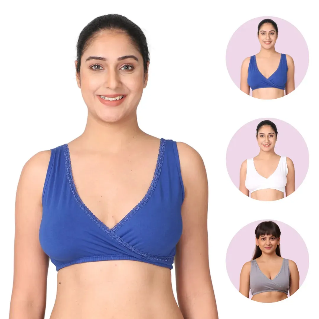 Sleep Nursing Bra | Pull-Over Neckline | Wide Straps | 3-Pack