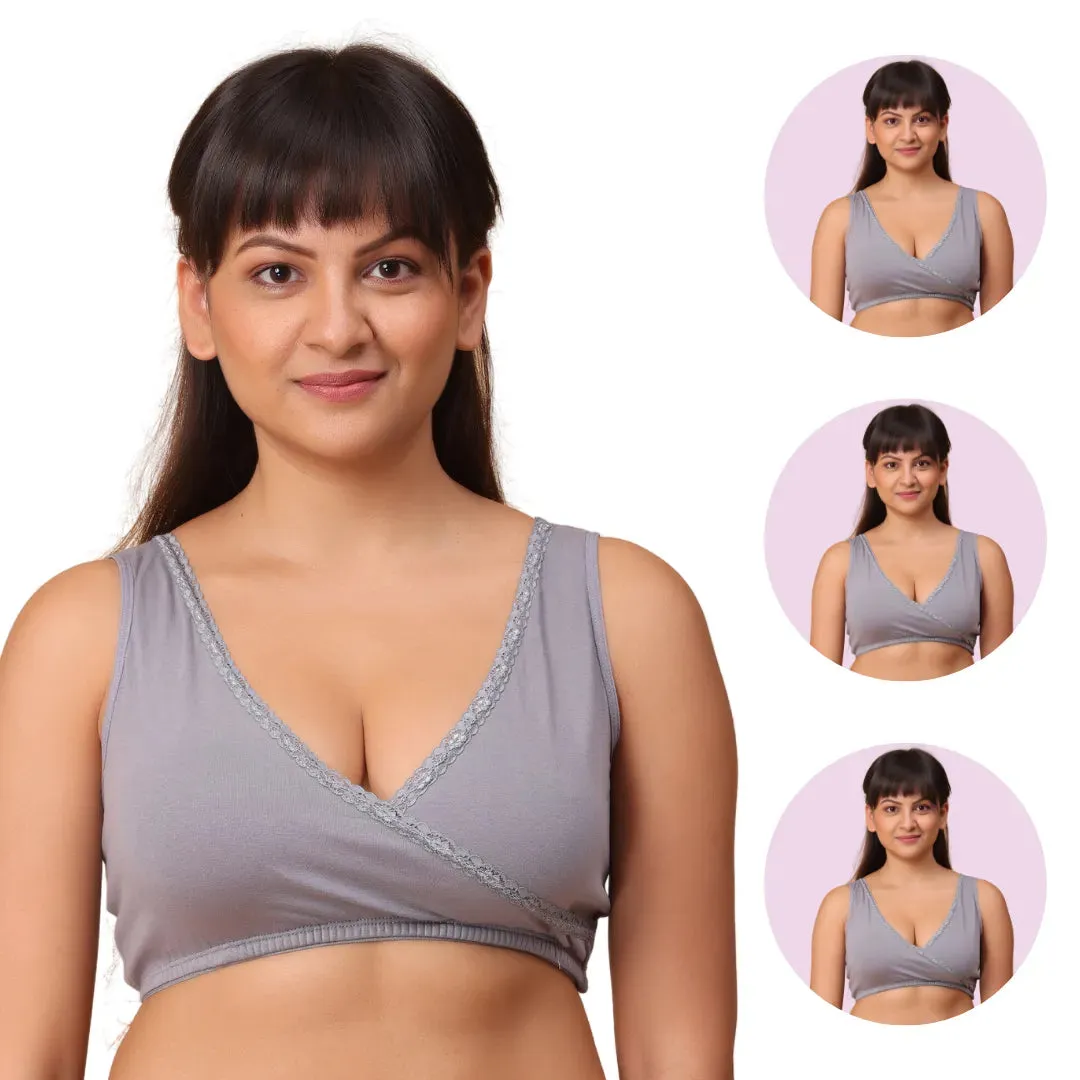 Sleep Nursing Bra | Pull-Over Neckline | Wide Straps | 3-Pack