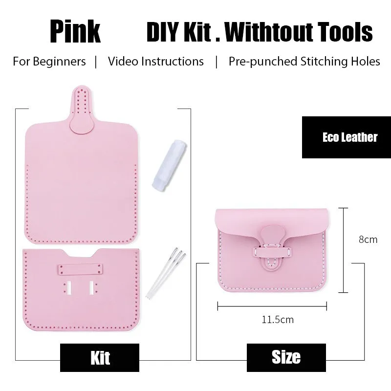 Slim Leather Card Holder Kit DIY Leather Buckle Coin Wallet Kit DIY Eco Leather Project
