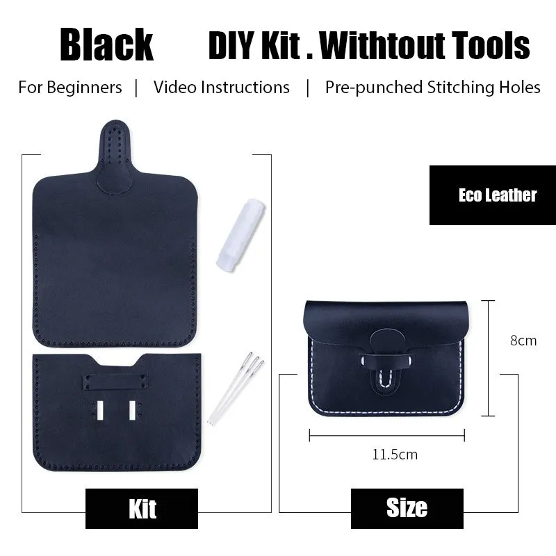 Slim Leather Card Holder Kit DIY Leather Buckle Coin Wallet Kit DIY Eco Leather Project
