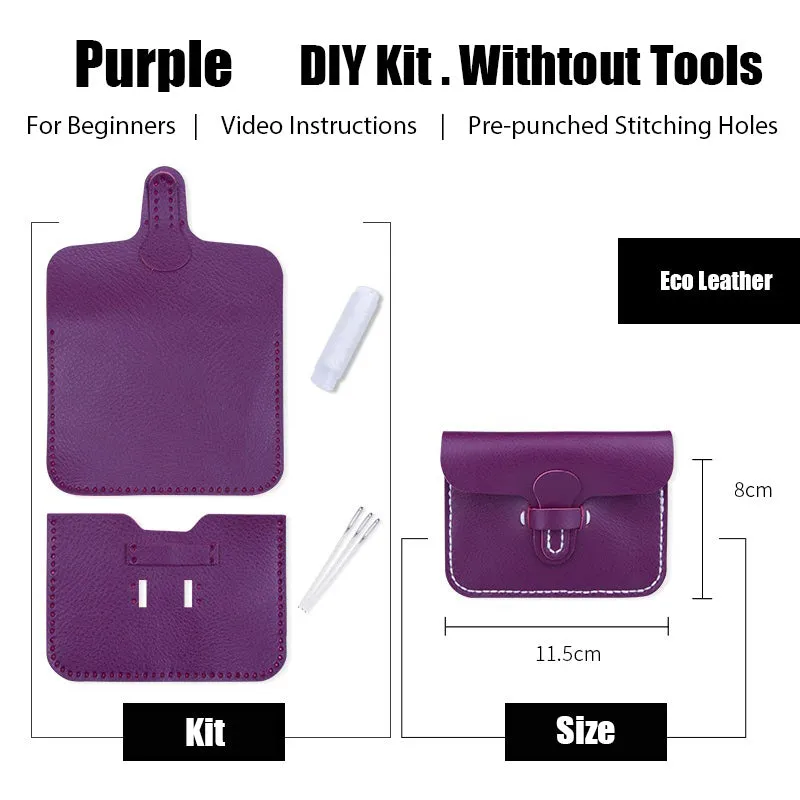 Slim Leather Card Holder Kit DIY Leather Buckle Coin Wallet Kit DIY Eco Leather Project