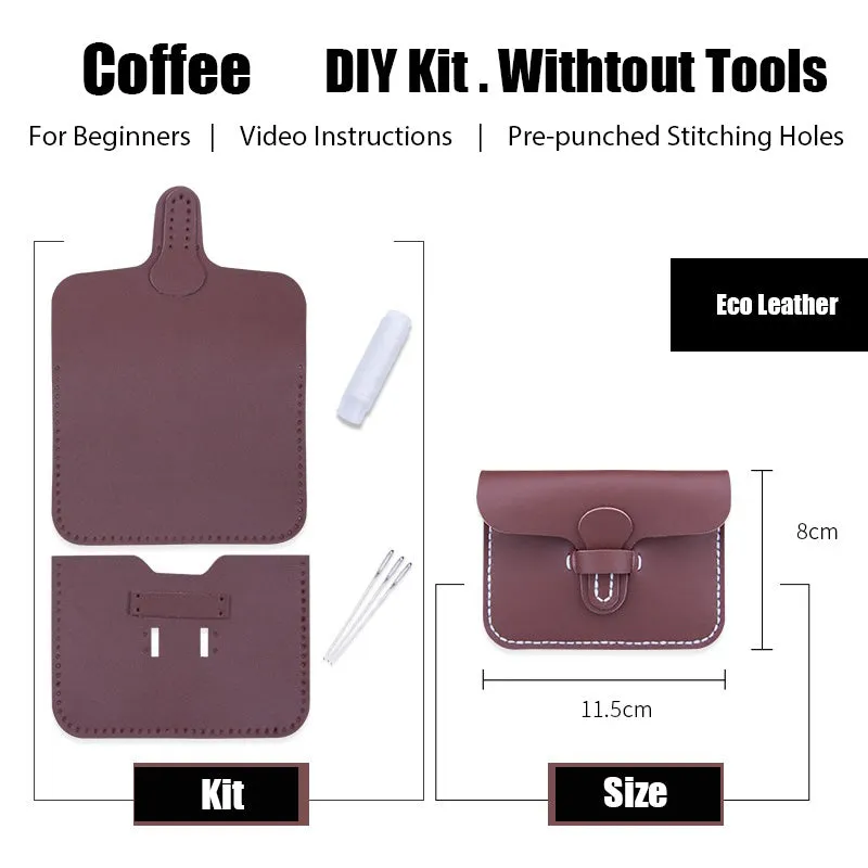 Slim Leather Card Holder Kit DIY Leather Buckle Coin Wallet Kit DIY Eco Leather Project