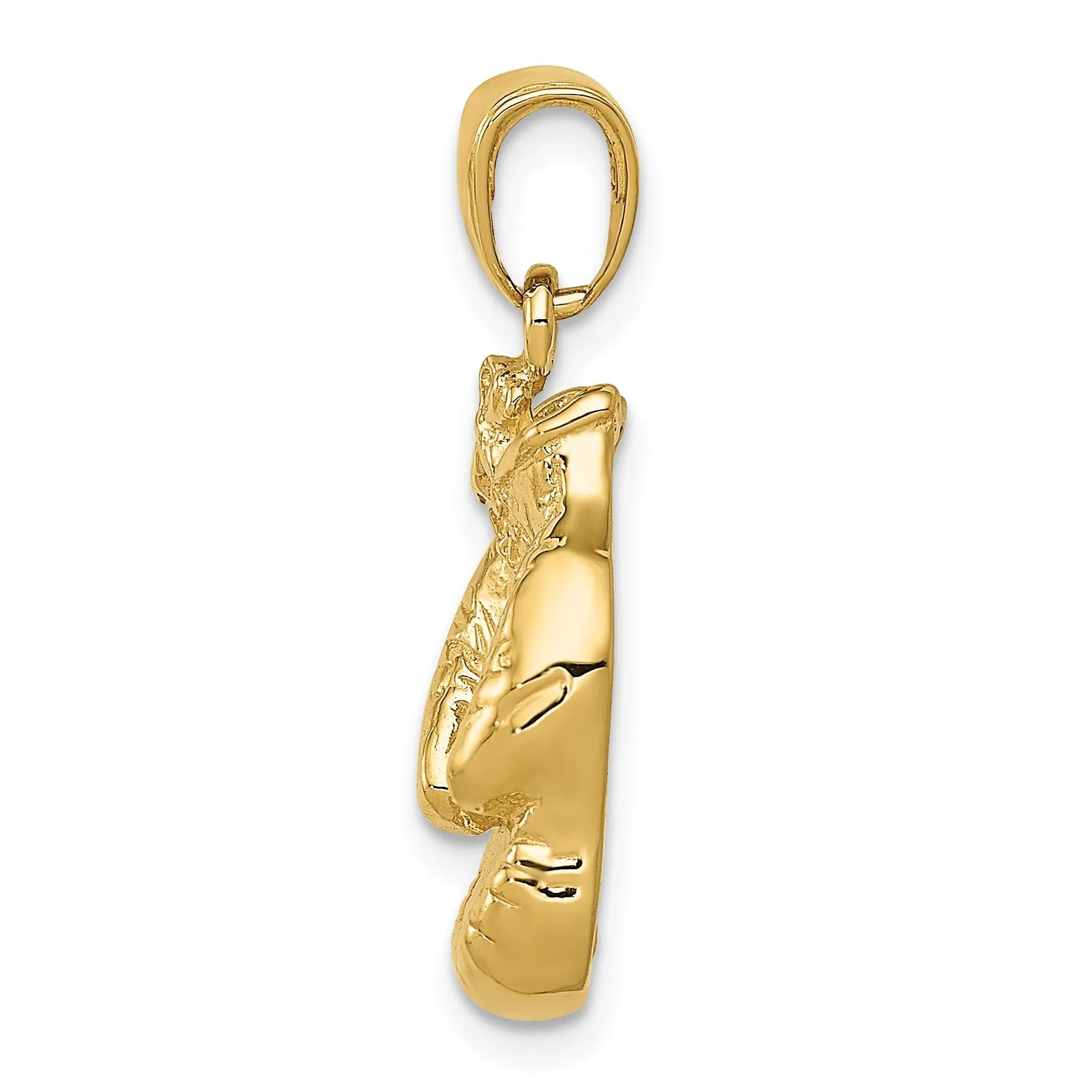 Solid 14k Yellow Gold Boxing Gloves Pendant