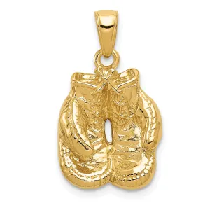 Solid 14k Yellow Gold Boxing Gloves Pendant