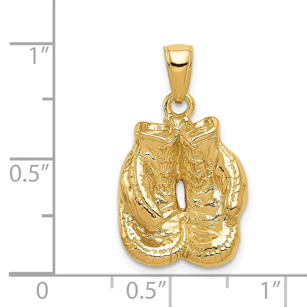Solid 14k Yellow Gold Boxing Gloves Pendant