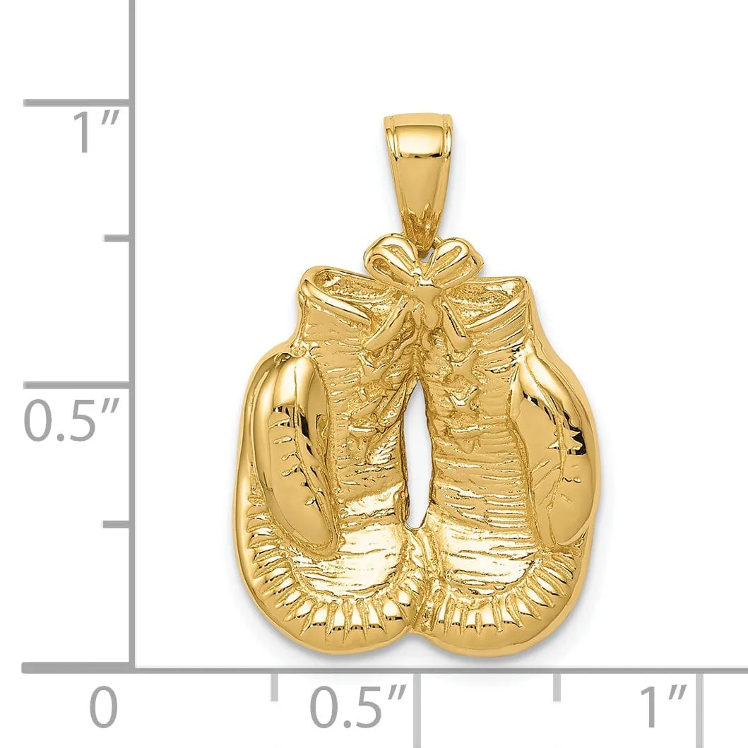 Solid 14k Yellow Gold Boxing Gloves Pendant