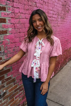 Spring Romance Peplum Top • Dusty Rose