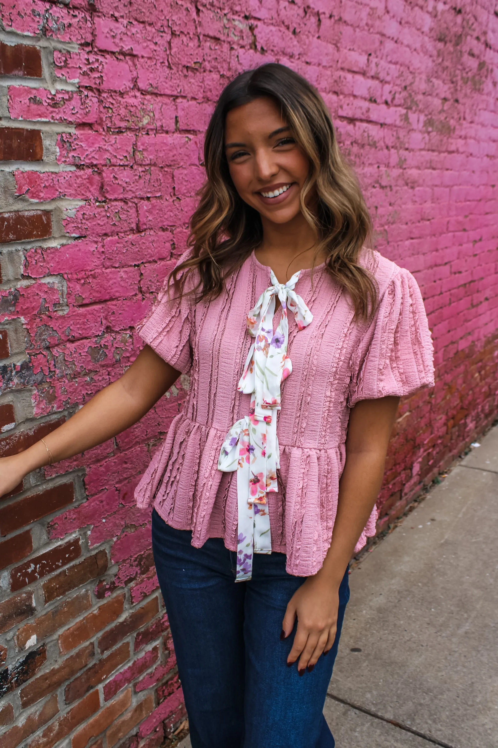 Spring Romance Peplum Top • Dusty Rose