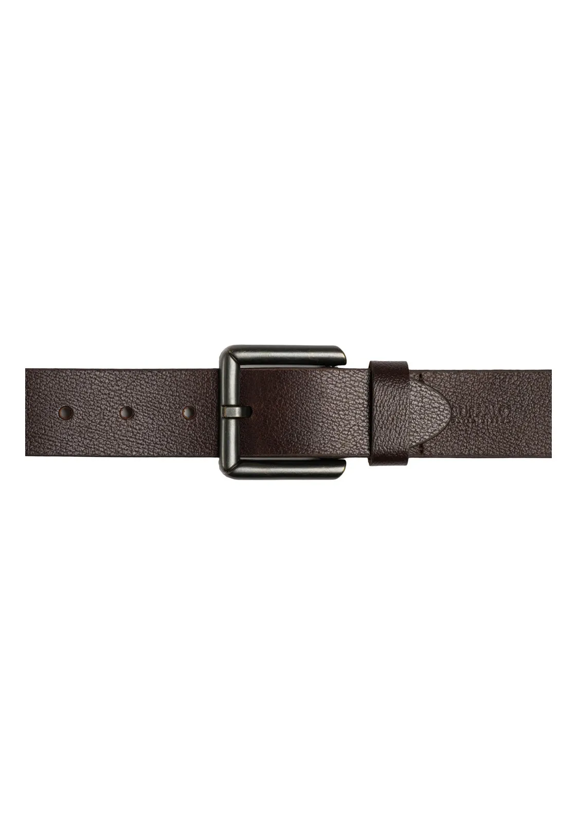 Square Buckle Brown Buffalo Leather Belt - BB1000C13
