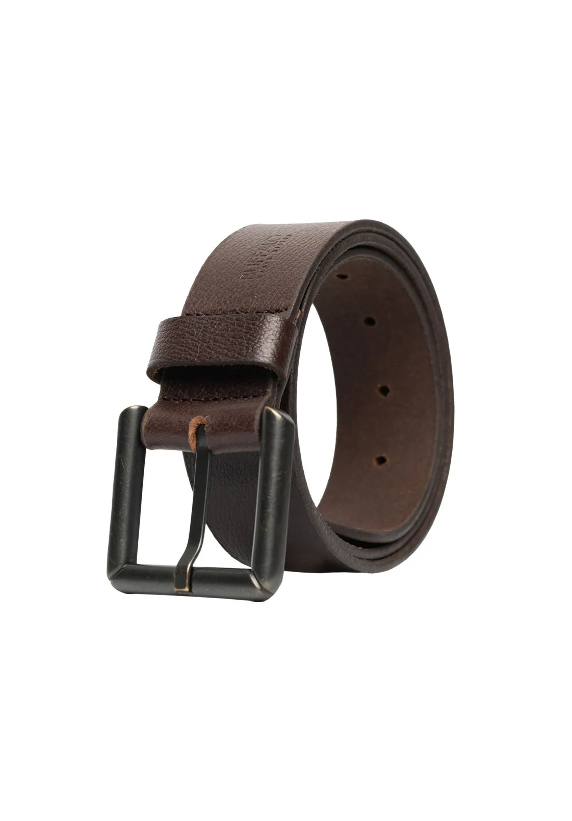 Square Buckle Brown Buffalo Leather Belt - BB1000C13