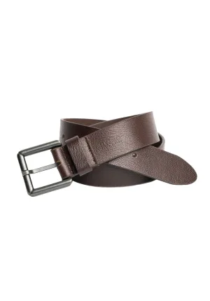 Square Buckle Brown Buffalo Leather Belt - BB1000C13