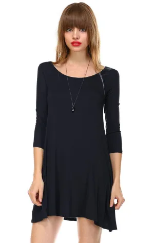 Strappy Back Dress Sleeveless and 3/4 Sleeve Black