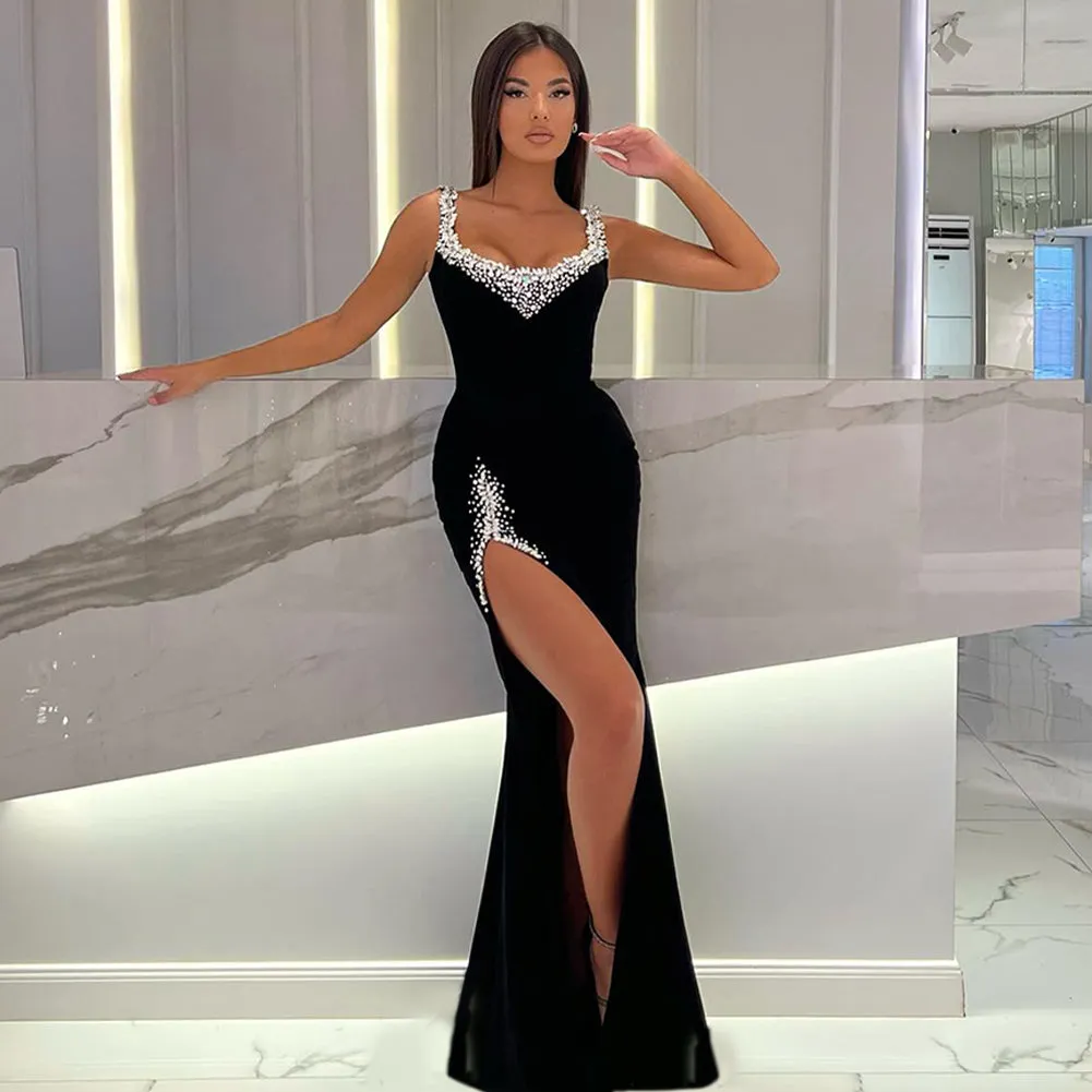 Strappy Sleeveless Elegant Maxi Bodycon Dress HT10790