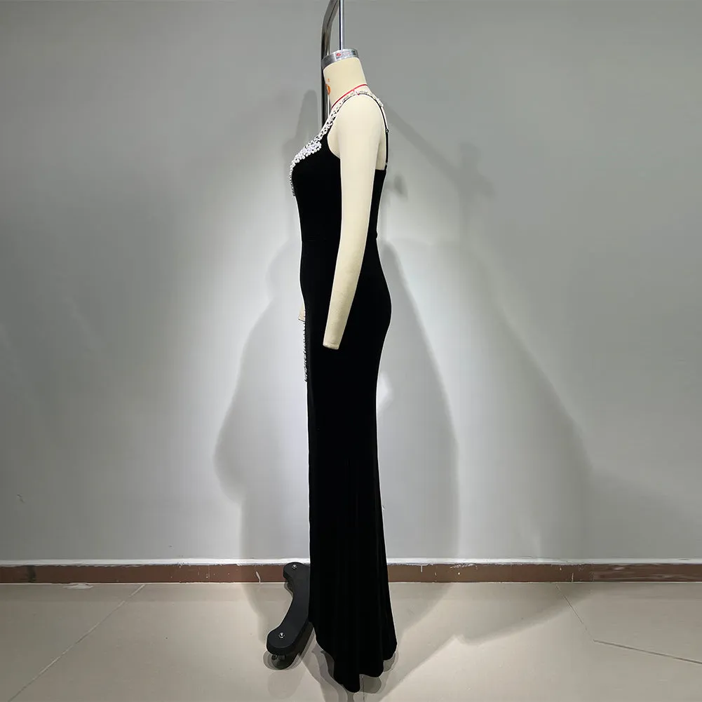 Strappy Sleeveless Elegant Maxi Bodycon Dress HT10790
