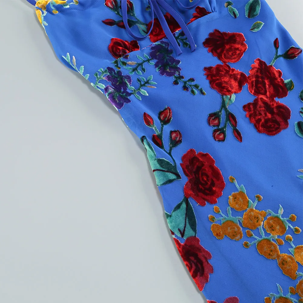Strappy Sleeveless Floral Midi Dress KLYF1242