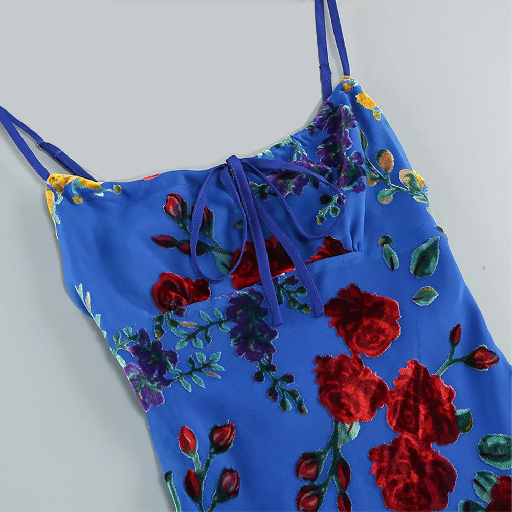 Strappy Sleeveless Floral Midi Dress KLYF1242
