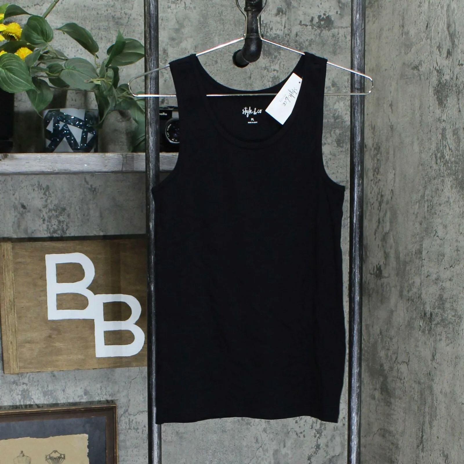 Style & Co Petite Basic All Cotton Rib Knit Tank Top