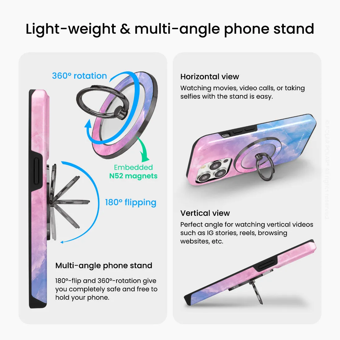 Sweet Rainbow - Black MagSafe Phone Grip and Ring Holder Stand