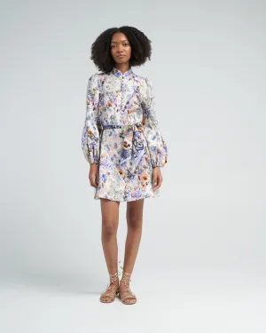 tama belted mini dress - diamond splice floral