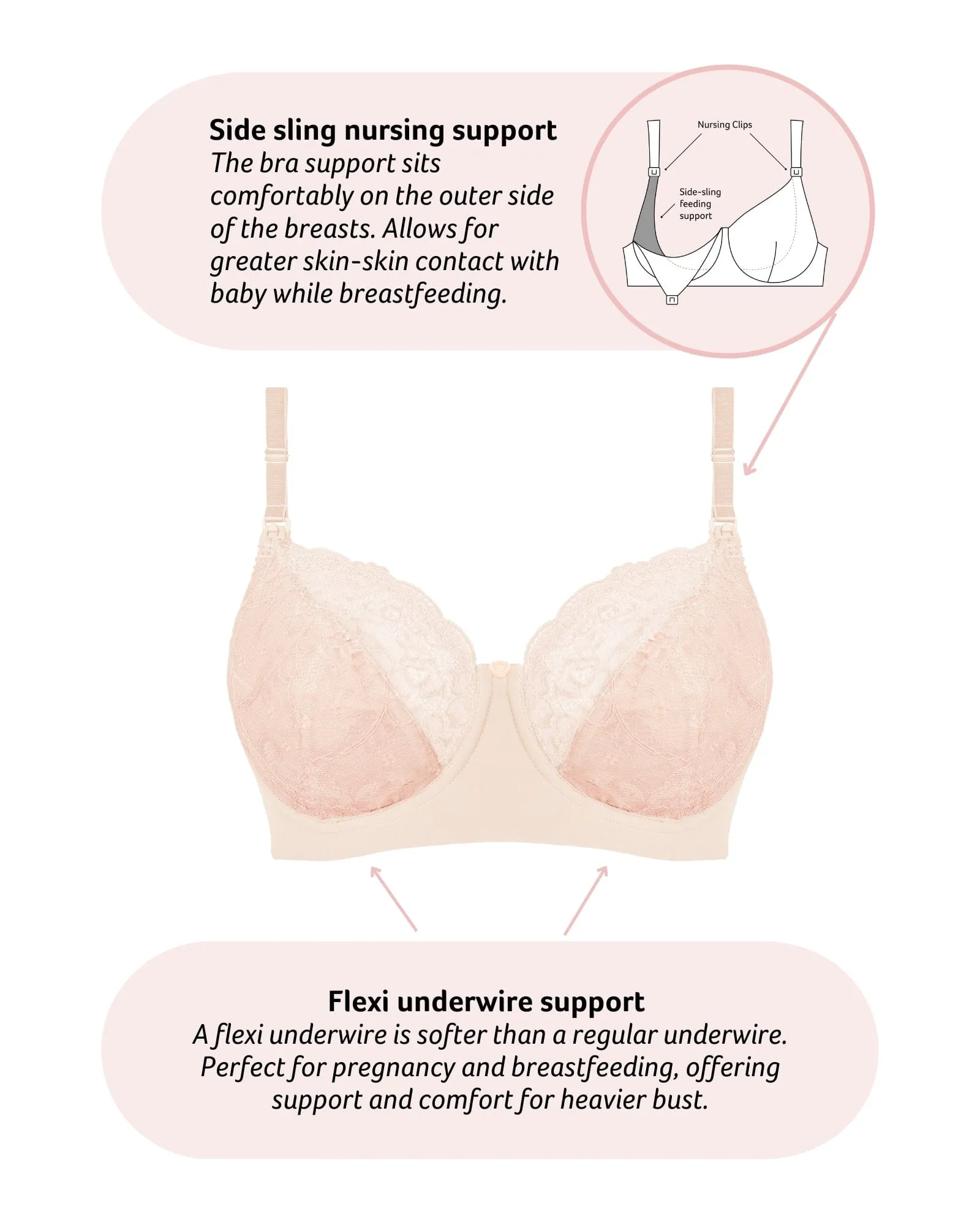 Temptation Lace Nursing Bra - Powder