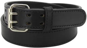 The Viper: Men's Black Stitched Max Thick Leather Belt With Double Prong Buckle 1.75" Extra Wide