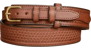 The Walker: Medium Brown Stitched Basket Weave Ranger 1.50"