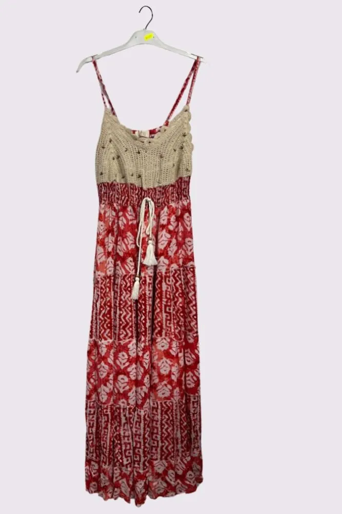 Tie Dye Geometric Print Bohemian Maxi Sleeveless Style Dress